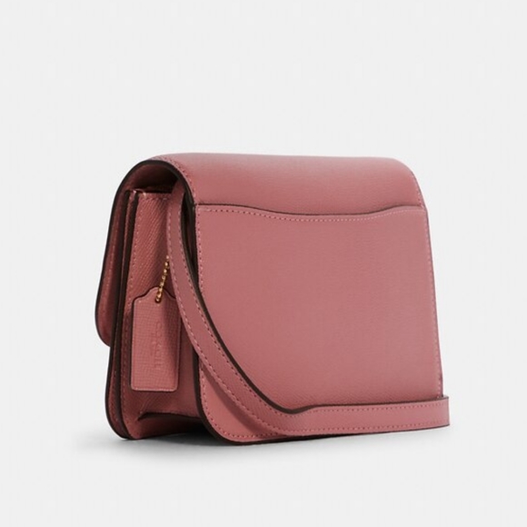 Coach Leather Crossbody Mini Brynn Handbag In Gold & True Pink - Picture 16 of 16